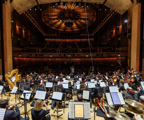 The orchestra at the Jacobs Music Center