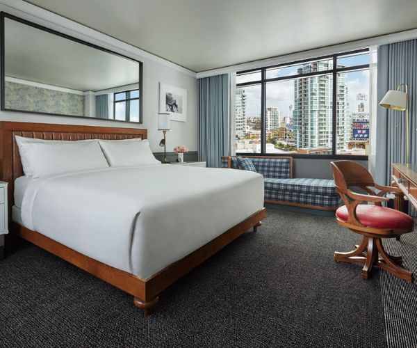 Guestroom at the Pendry with downtown in the background